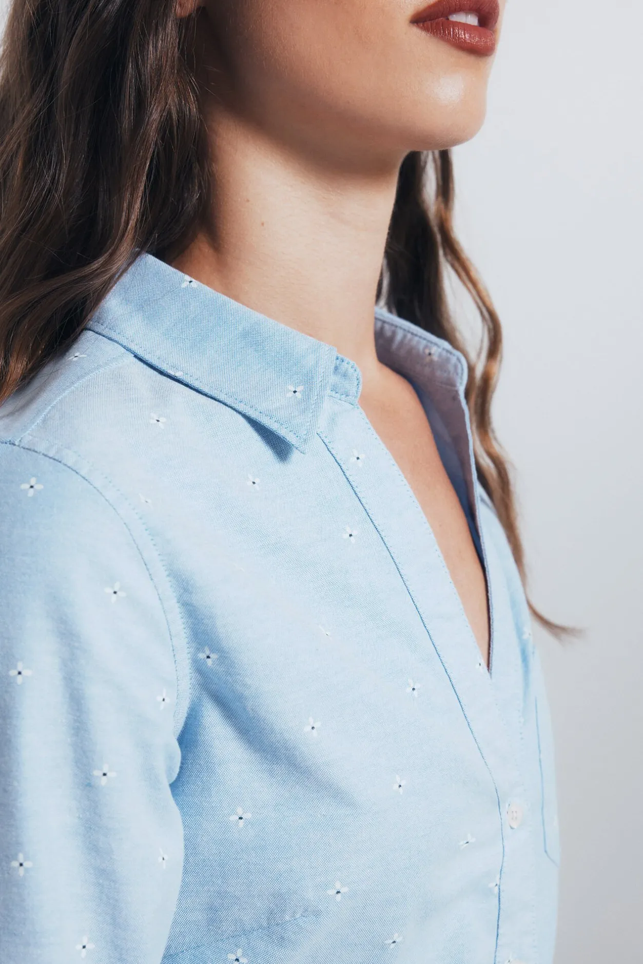 Springfield Camisa Oxford cuello abierto azul Sale