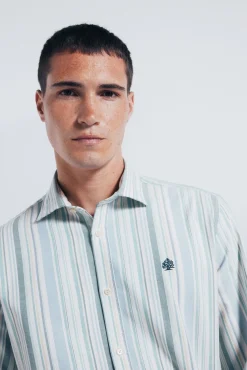 Springfield Camisa oxford ligero rayas verde Sale