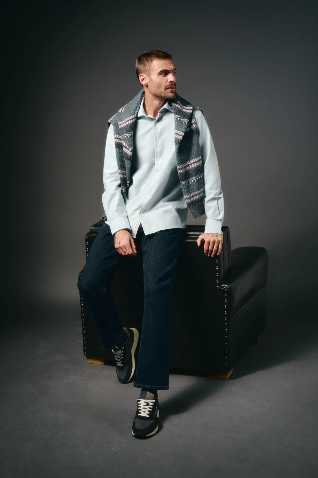 OOTO Camisa oxford lisa Azul