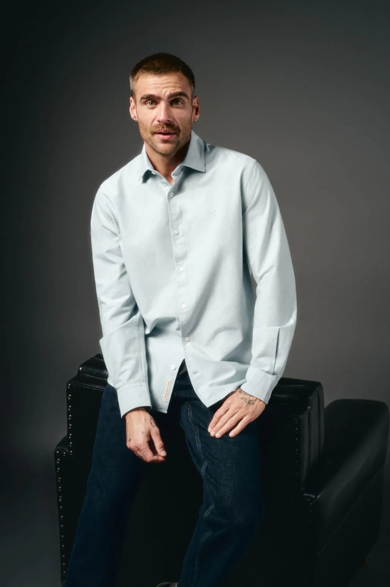 OOTO Camisa oxford lisa Azul