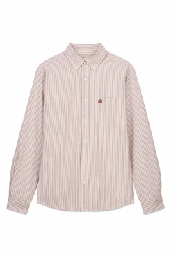 Cortefiel Camisa oxford rayas Granate Discount