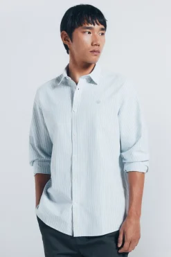 Springfield Camisa oxford rayas verde Discount