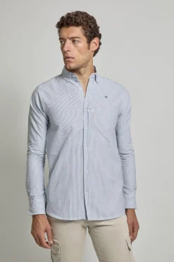 Street Monkey Camisa Oxford rayas con logo Azul marino