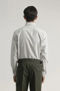 PuroEGO Camisa oxford slim algodón raya Estampado blanco Online