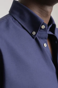 PuroEGO Camisa oxford slim fit Azul marino Discount