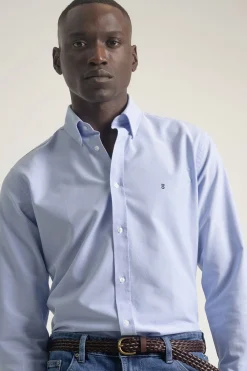 PuroEGO Camisa oxford slim fit algodón Azul Online