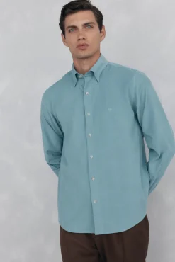 Pedro del Hierro Camisa pana soft Turquesa New