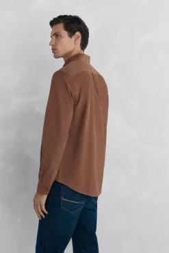 Pedro del Hierro Camisa pana soft Marr&oacute;n Clearance