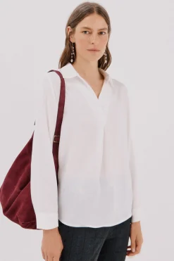 Cortefiel Camisa pliegue Blanco Outlet