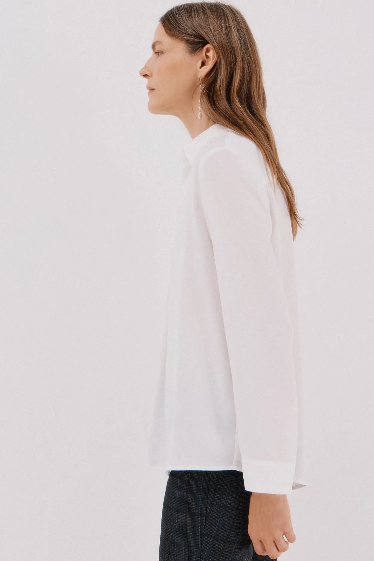 Cortefiel Camisa pliegue Blanco Outlet