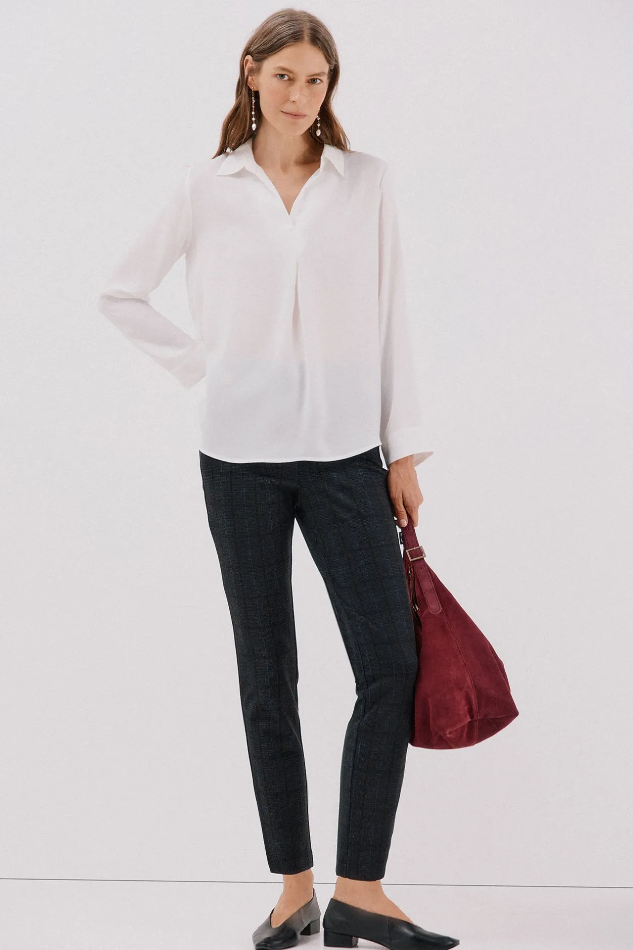 Cortefiel Camisa pliegue Blanco Outlet