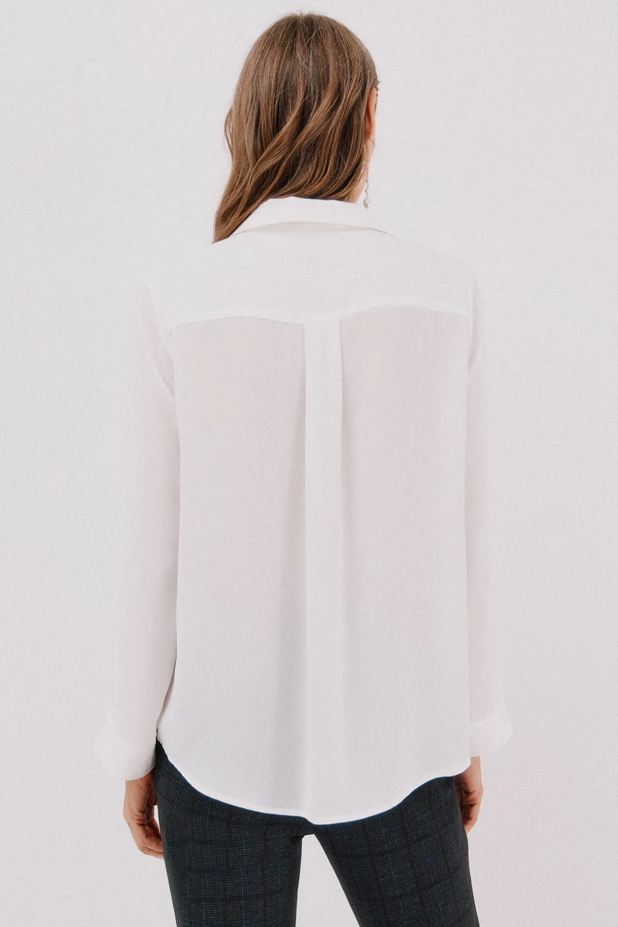 Cortefiel Camisa pliegue Blanco Outlet