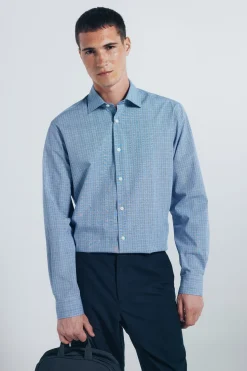 Springfield Camisa popelín cuadros azul