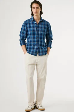 Pepe Jeans Camisa Popelín Cuadros Fit Regular azul Discount