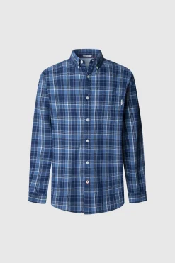 Pepe Jeans Camisa Popelín Cuadros Fit Regular azul Discount