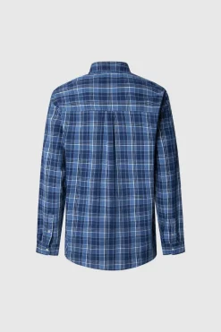 Pepe Jeans Camisa Popelín Cuadros Fit Regular azul Discount