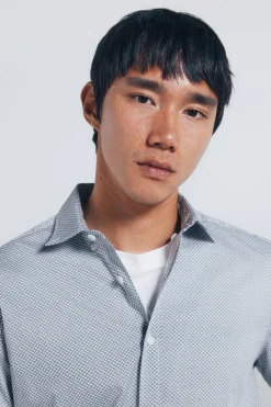 Springfield Camisa popelín micro estampado blanco Sale