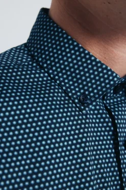 Springfield Camisa popelín micro estampado azul Best