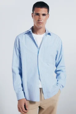 Springfield Camisa popelín rayas azul Outlet