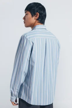 Springfield Camisa popelín rayas azul Sale