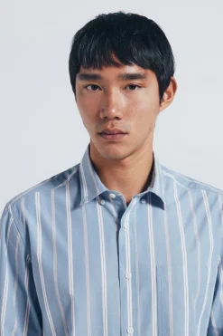 Springfield Camisa popelín rayas azul Sale