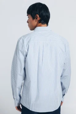 Springfield Camisa popelín rayas azul Discount