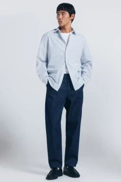 Springfield Camisa popelín rayas azul Discount