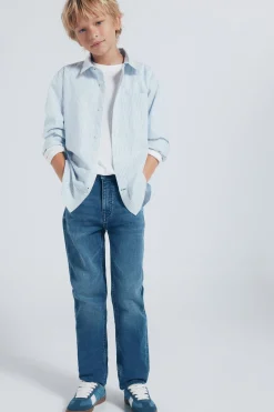 Springfield Kids Camisa raya fina niño azul New