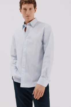 Cortefiel Camisa rayas algodón tencel Azul Clearance