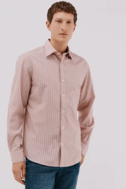 Cortefiel Camisa rayas algodón tencel Rosa Best