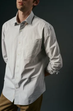 OOTO Camisa rayas estructura Azul Outlet