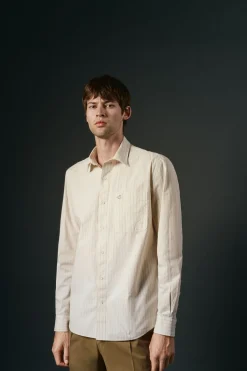 OOTO Camisa rayas estructura Marfil Sale