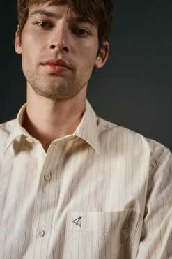 OOTO Camisa rayas estructura Marfil Sale