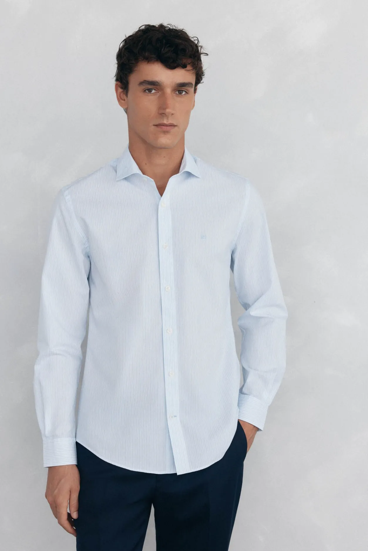 Pedro del Hierro Camisa rayas fácil plancha + anti olor slim fit Azul Best