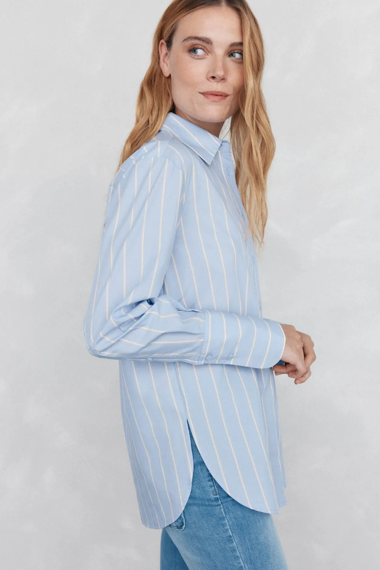 Pedro del Hierro Camisa rayas oversize Azul Sale