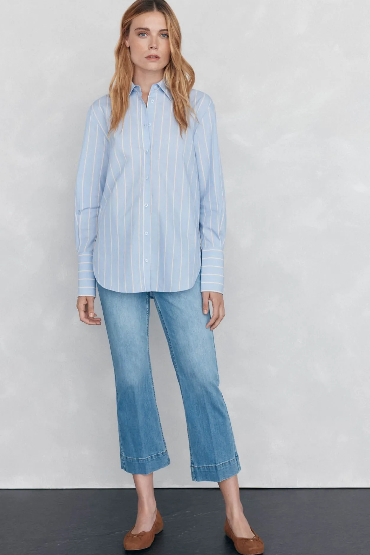 Pedro del Hierro Camisa rayas oversize Azul Sale