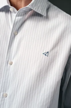 OOTO Camisa rayas popelín Blanco Sale