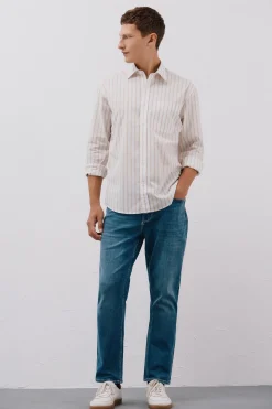 Cortefiel Camisa rayas popelín Blanco Hot