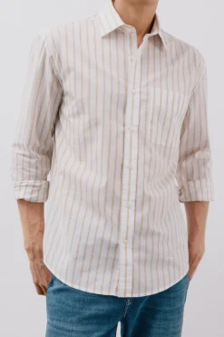 Cortefiel Camisa rayas popelín Blanco Hot