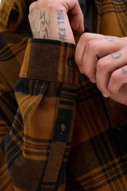 Jack & Jones Camisa regular fit cuadros marr&oacute;n Outlet