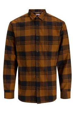 Jack & Jones Camisa regular fit cuadros marr&oacute;n Outlet