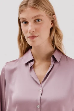 Cortefiel Camisa satinada Lila Discount