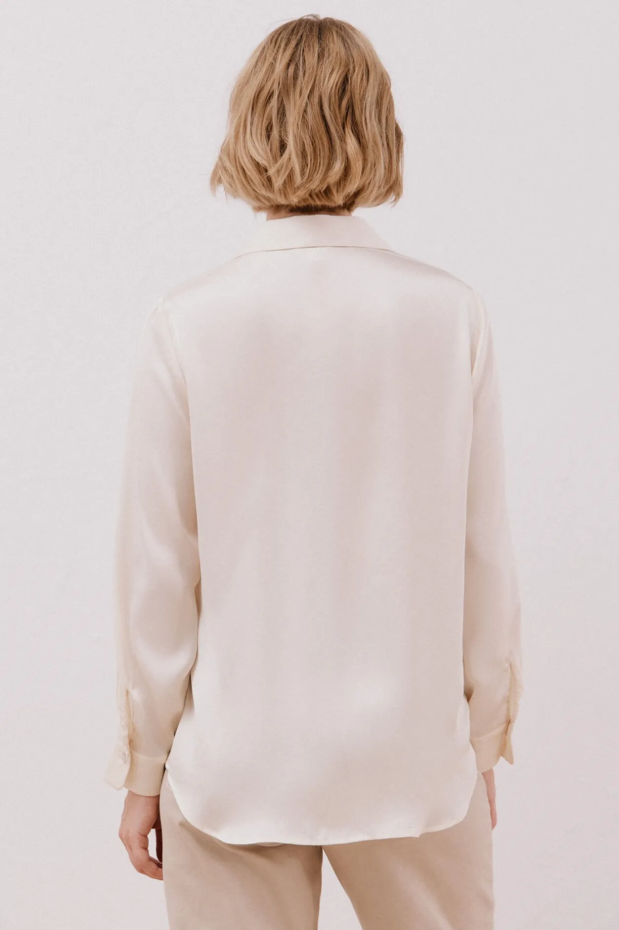 Cortefiel Camisa satinada Marfil Discount