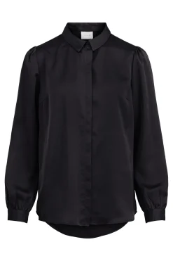 Vila Camisa satinada Negro Clearance