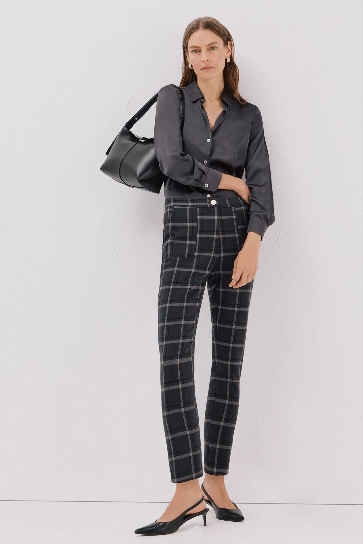 Cortefiel Camisa satinada Gris oscuro Best