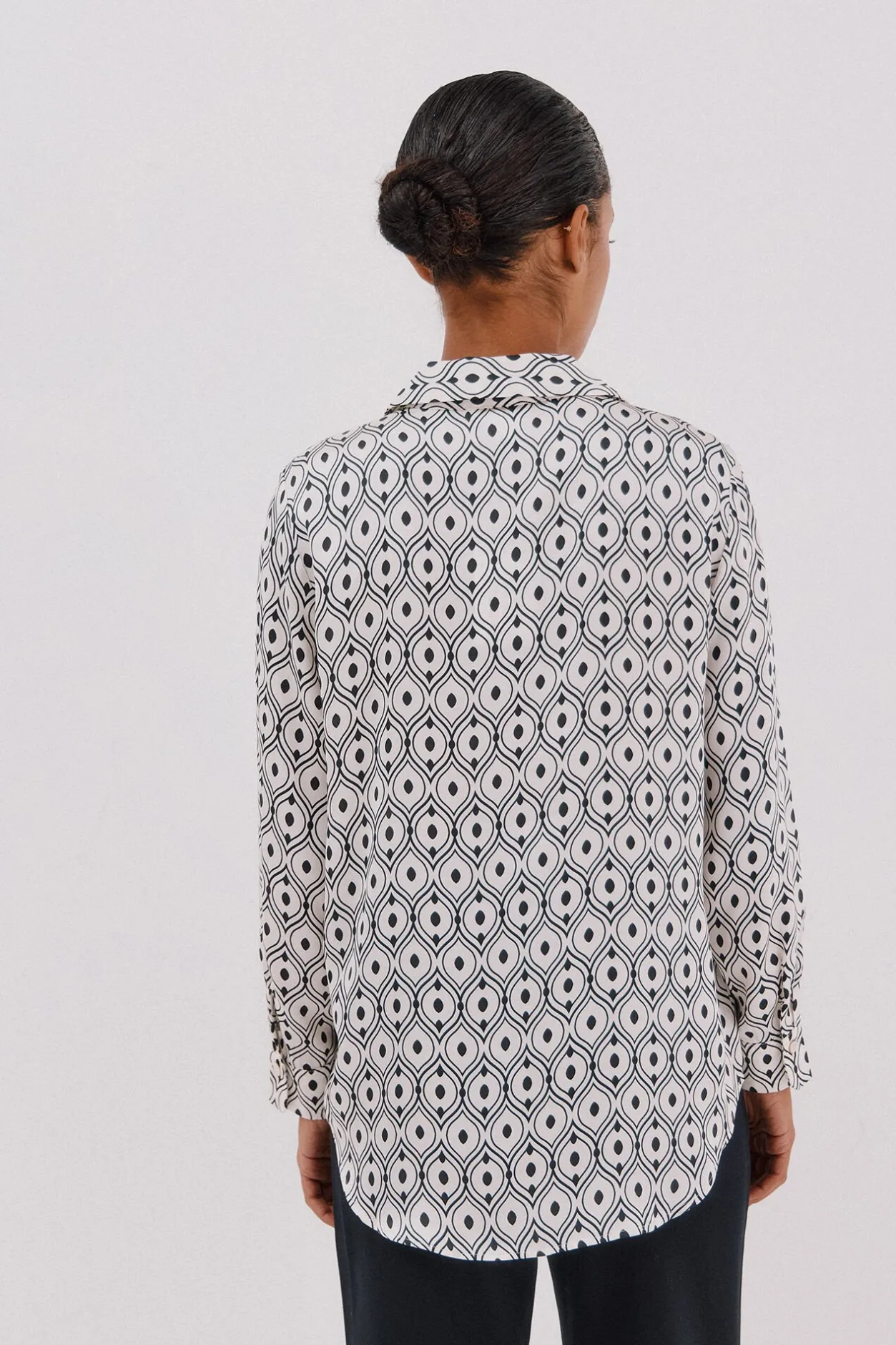 Cortefiel Camisa satinada Estampado blanco Hot