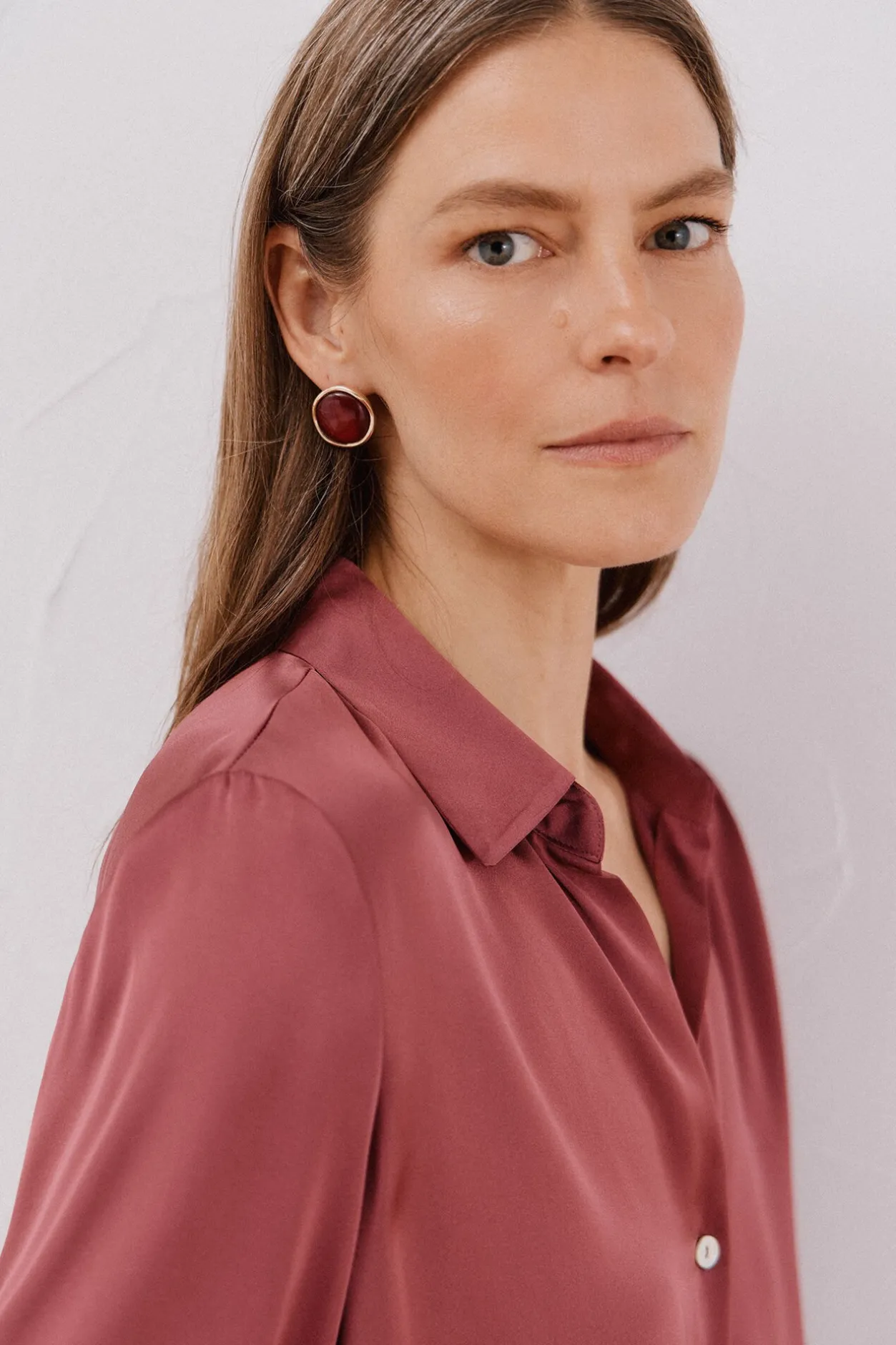 Cortefiel Camisa satinada Vino Online