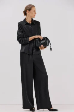 Cortefiel Camisa satinada brillos Negro Clearance