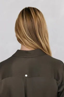 Pedro del Hierro Camisa satén lisa Verde