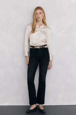 Pedro del Hierro Camisa satén lisa Beige New